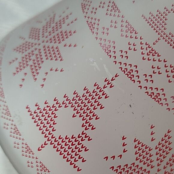 Festive Red and White Glass Shade with Plate. Y1 - Picture 2 of 4